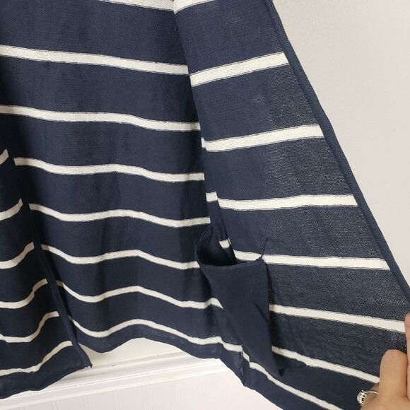 Chaser NWT Women's Blueish Grey White Striped Open Long Sleeve Cardigan Size Med - Picture 7 of 11